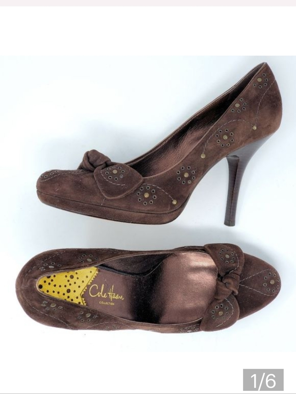 Cole Haan Nike air Birget Brown Suede Bow Pumps 10
